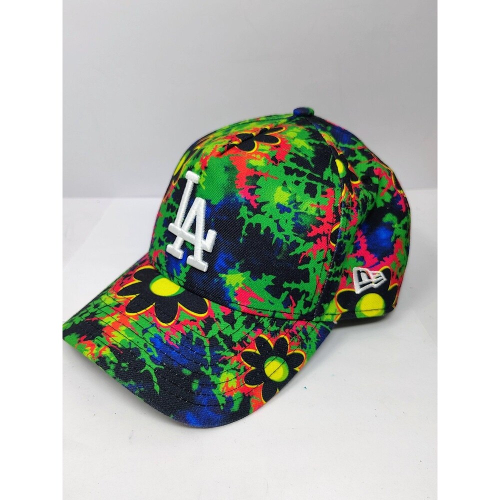 New Era 9FORTY LA Dodgers Hat Floral Tie Dye Neon Multi Color Snapback Cap MLB